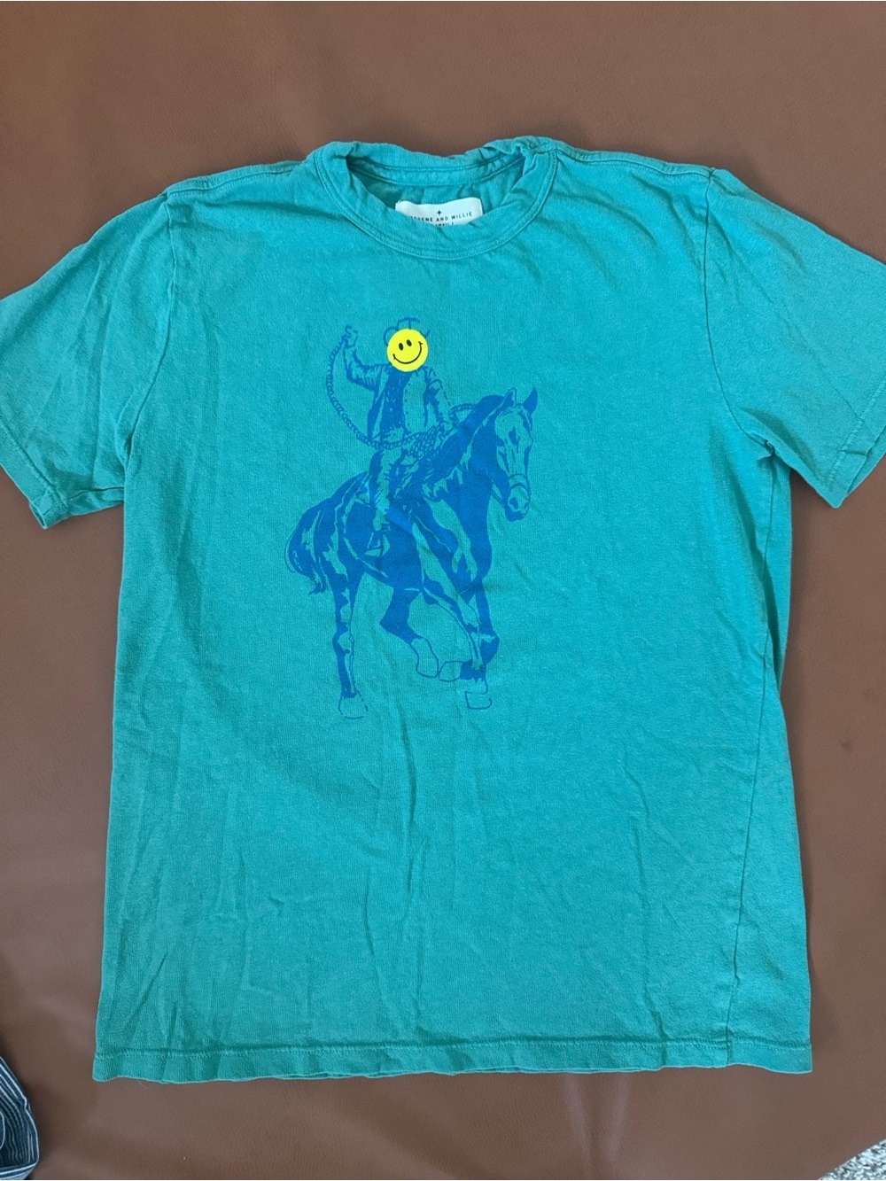 imogene + willie Turquoise Short-Sleeve Tee with Blue Cowboy Graphic